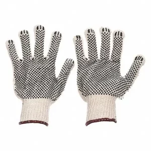 GUANTE TEJIDO CON PUNTOS DE PVC MULTIPROPOSITO BEIGE/NEGRO TALLA L