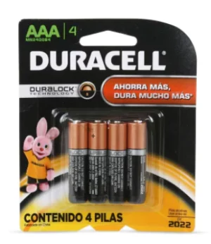 PILA AAA X 4 UNIDADES DURACELL 1.5 V